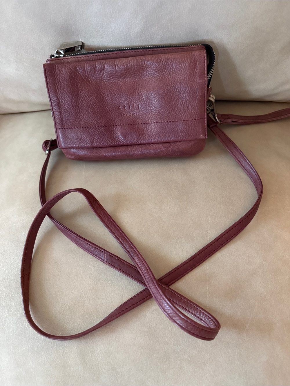 Burgundy Leather Crossbody Bag